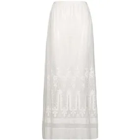 1910s Edwardian White Cotton Embroidered Lawn Skirt