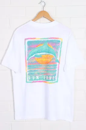 1991 Dolphin "Sun Lover" Single Stitch Front Back T-Shirt (XL)