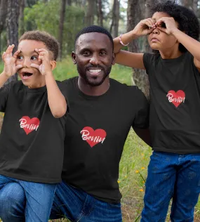 1sttheworld T-Shirt - Heart Benin T-Shirt Black A35