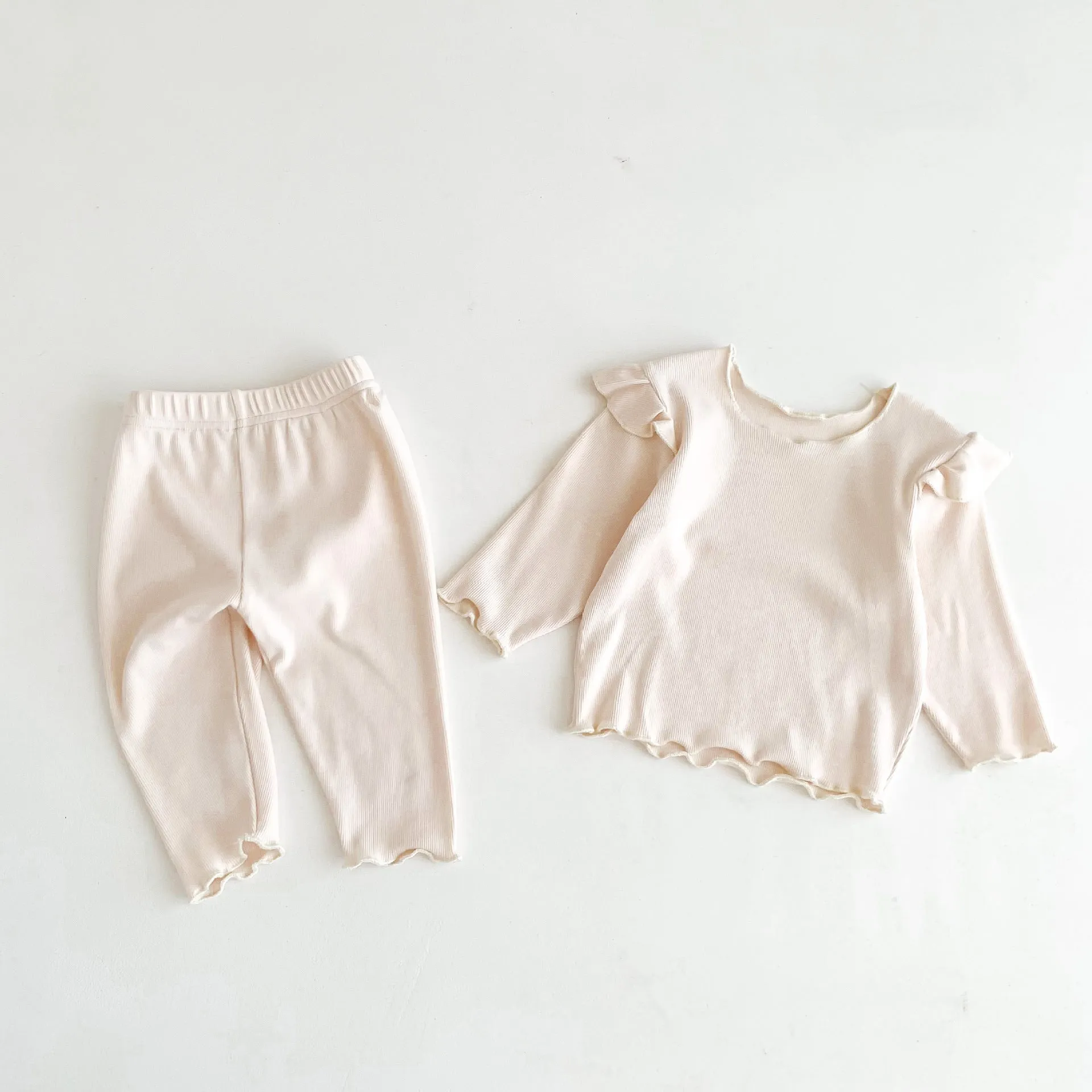 2 Pieces Set Baby Kid Girls Solid Color Tops And Pants Wholesale 23101906