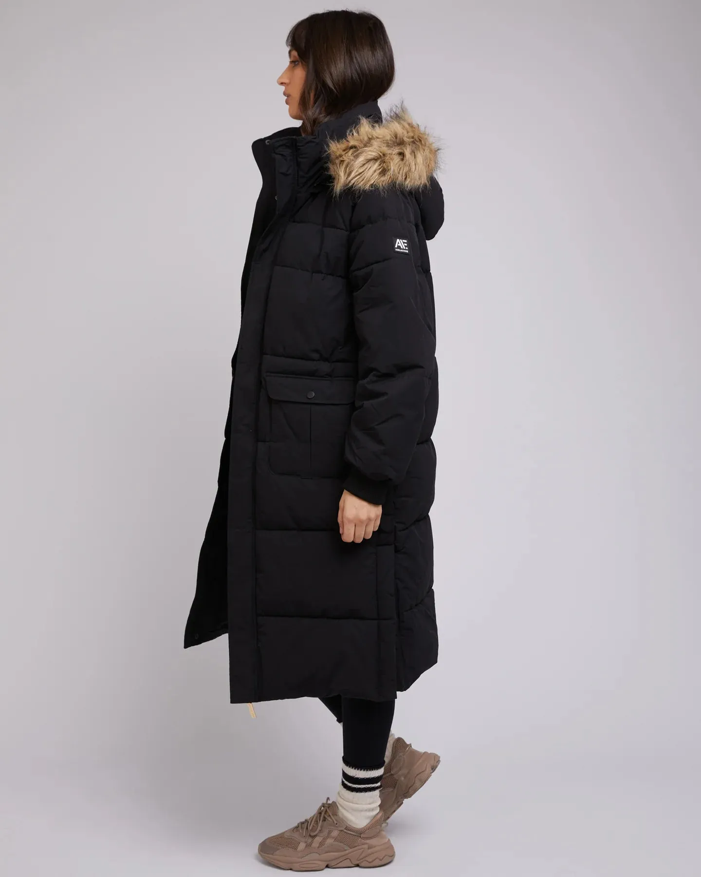 Active Fur Longline Puffer Black