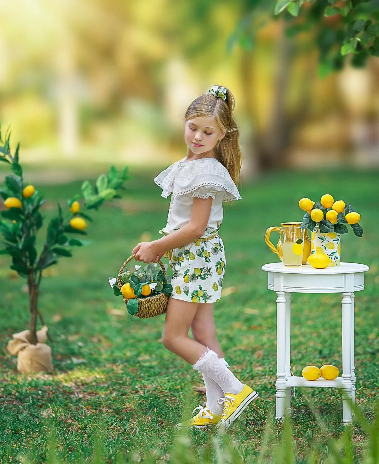 Amalfi Lemon Print Linen Blouse and Shorts Set