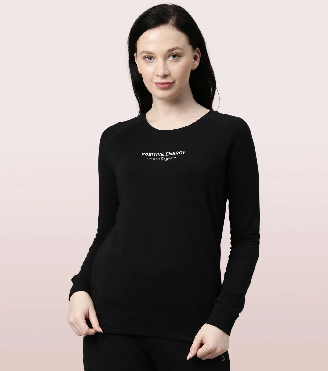 Basic Sweat | Long Sleeve Basic Pop Over Sweatshirt With Mindful Graphic