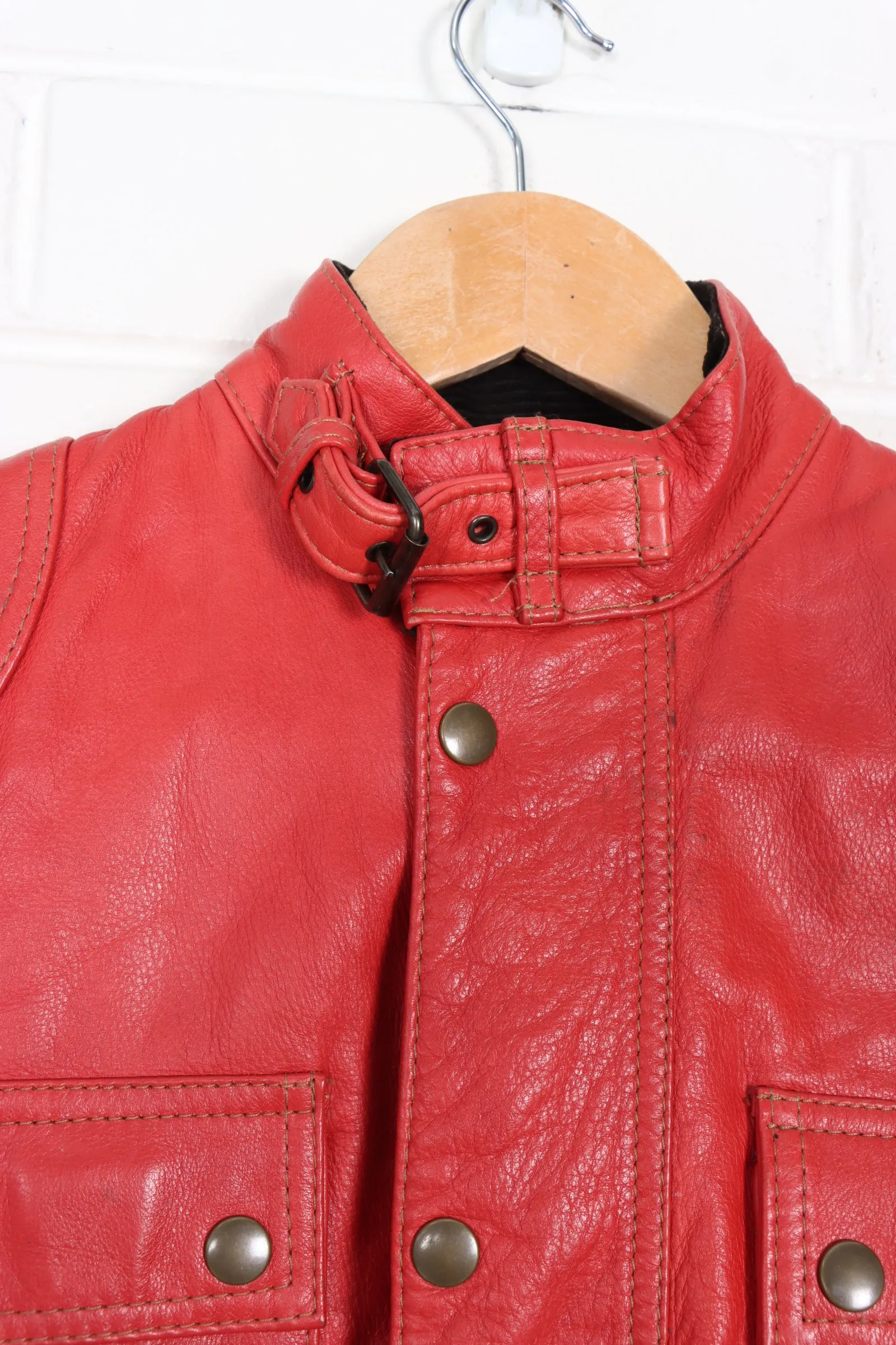 Belstaff Gangster Wax Red Leather Jacket (Women's S-M)