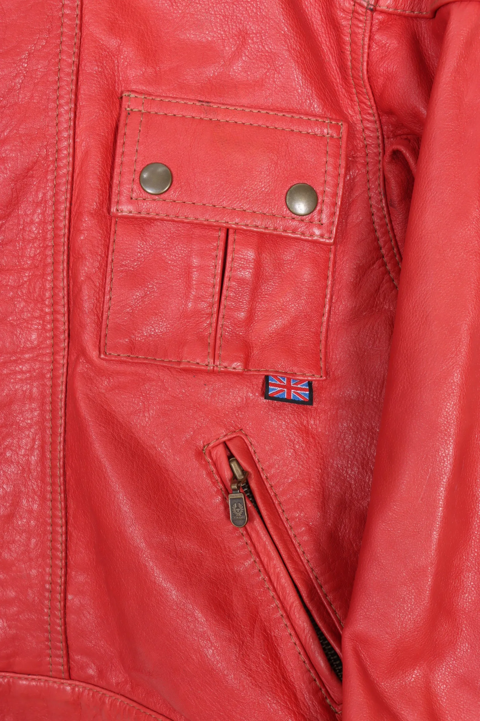 Belstaff Gangster Wax Red Leather Jacket (Women's S-M)