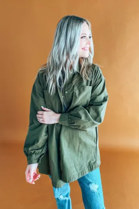 Benson Olive Denim Shacket | FINAL SALE