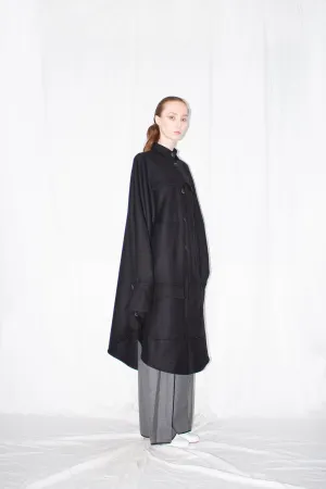 Black Wool Cloak Shirt