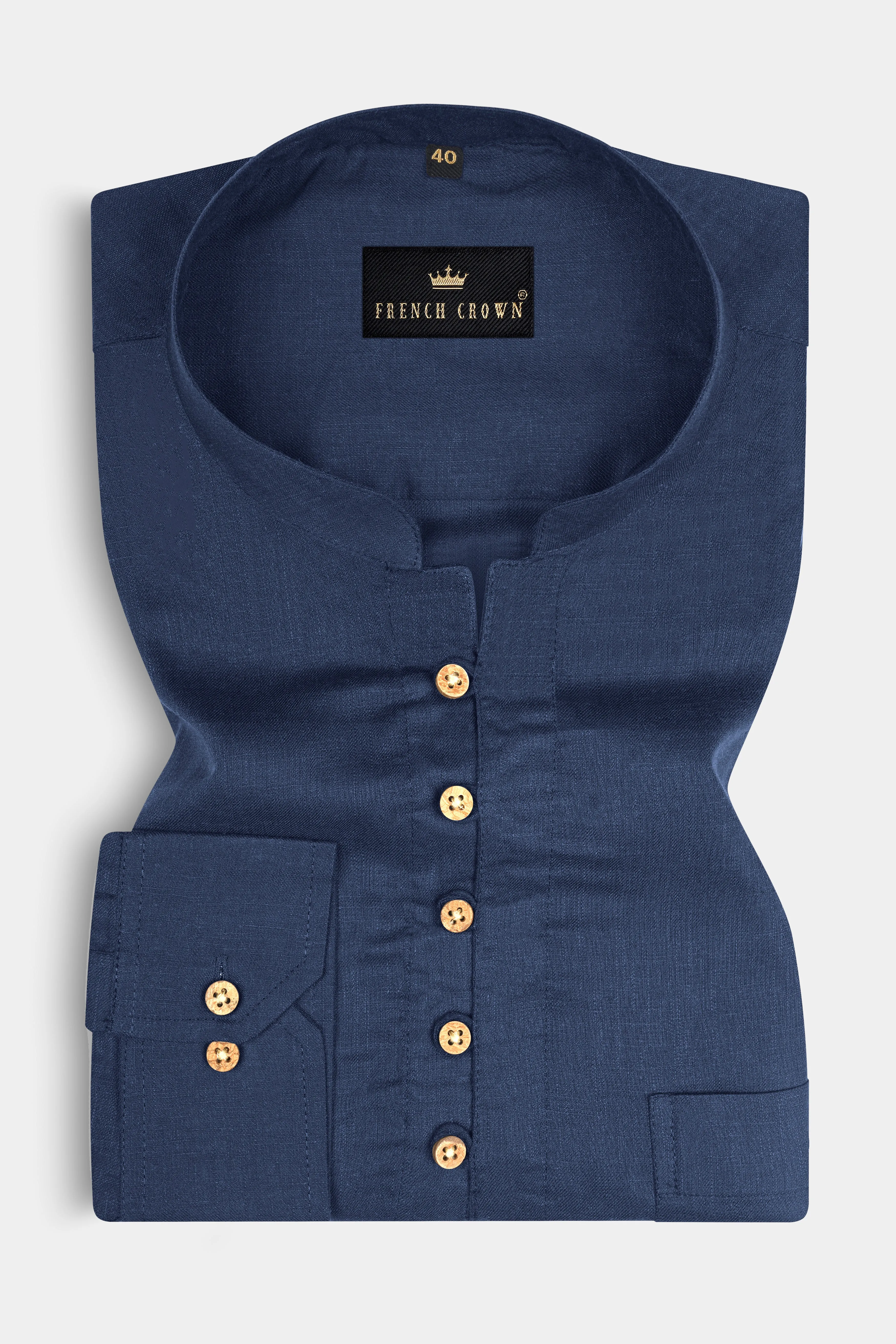 Bleached Cedar Blue Premium Tencel Kurta Shirt