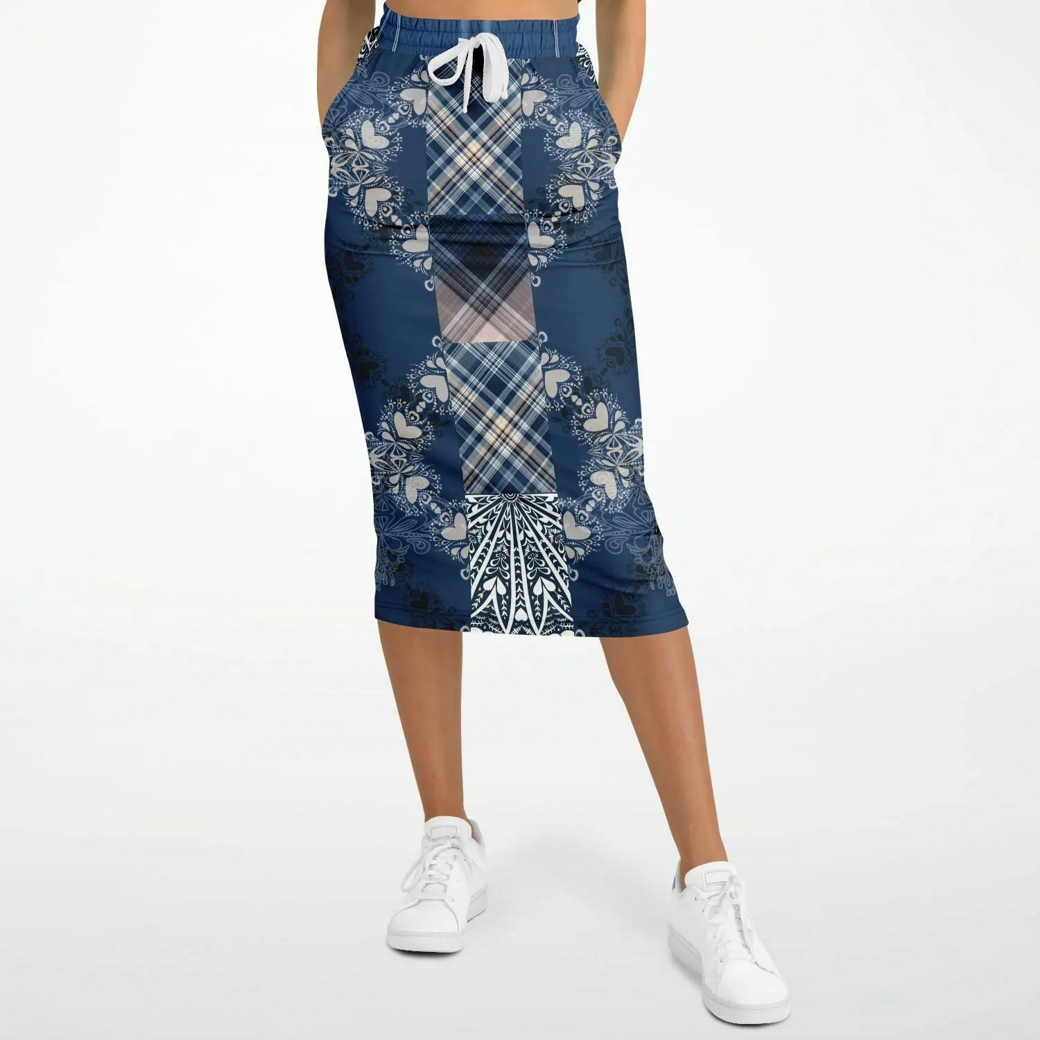 Blue Mystic Eco-Poly Long Pocket Skirt