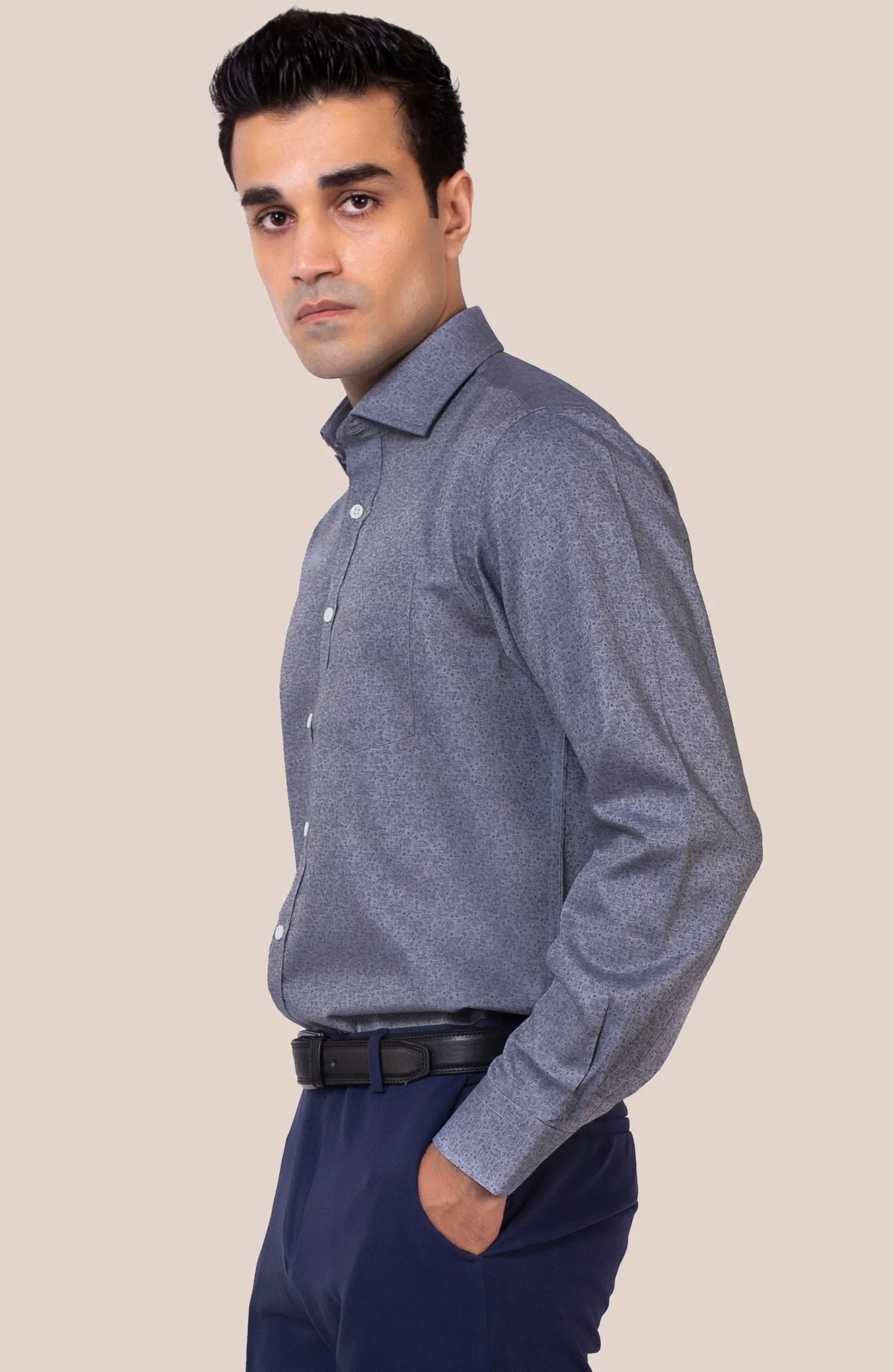 Blue Paisley Dobby Shirt