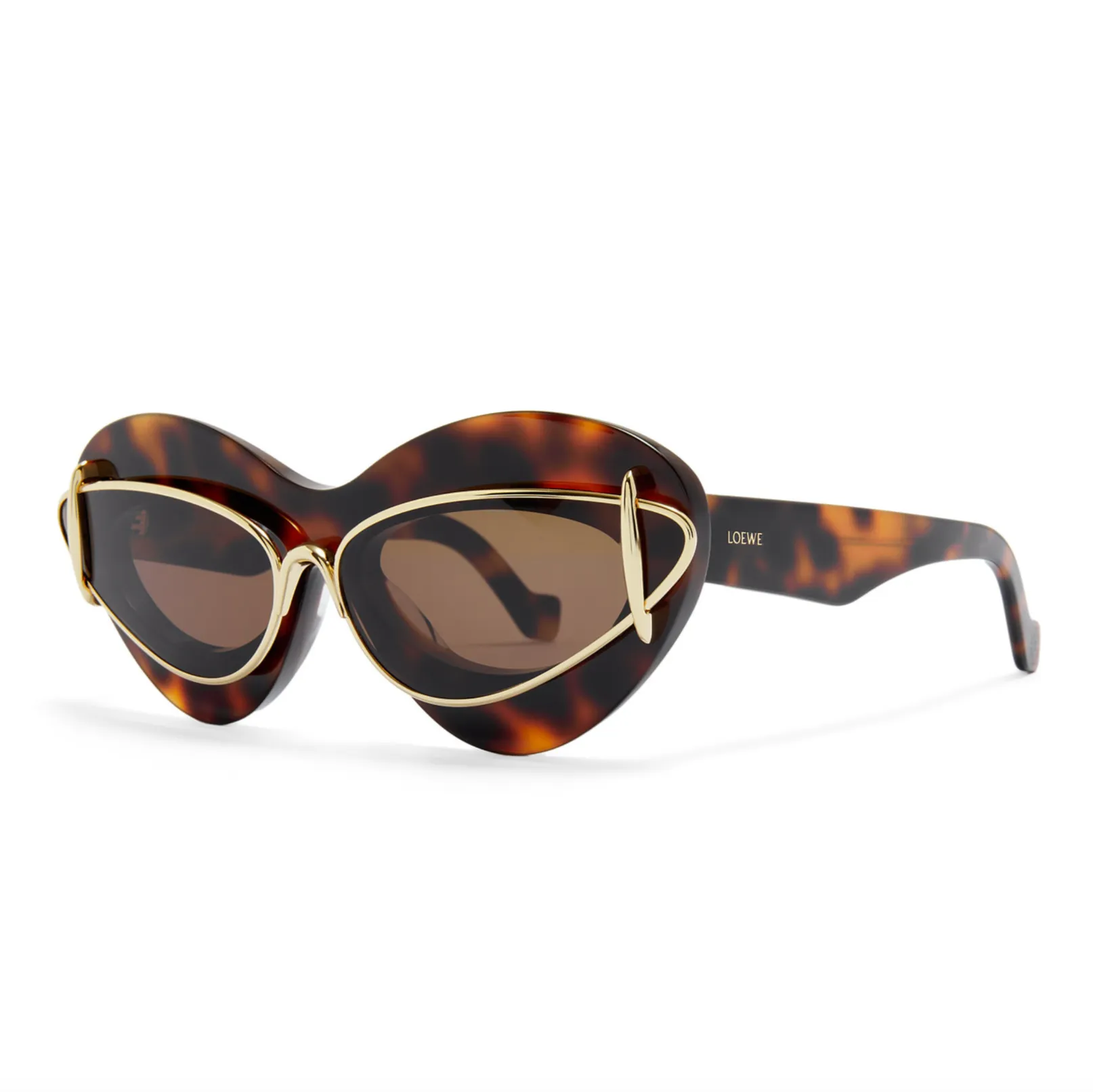 CATEYE DOUBLE FRAME SUNGLASSES - DARK HAVANA