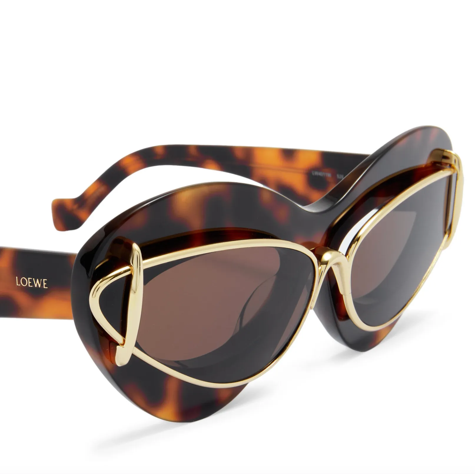 CATEYE DOUBLE FRAME SUNGLASSES - DARK HAVANA