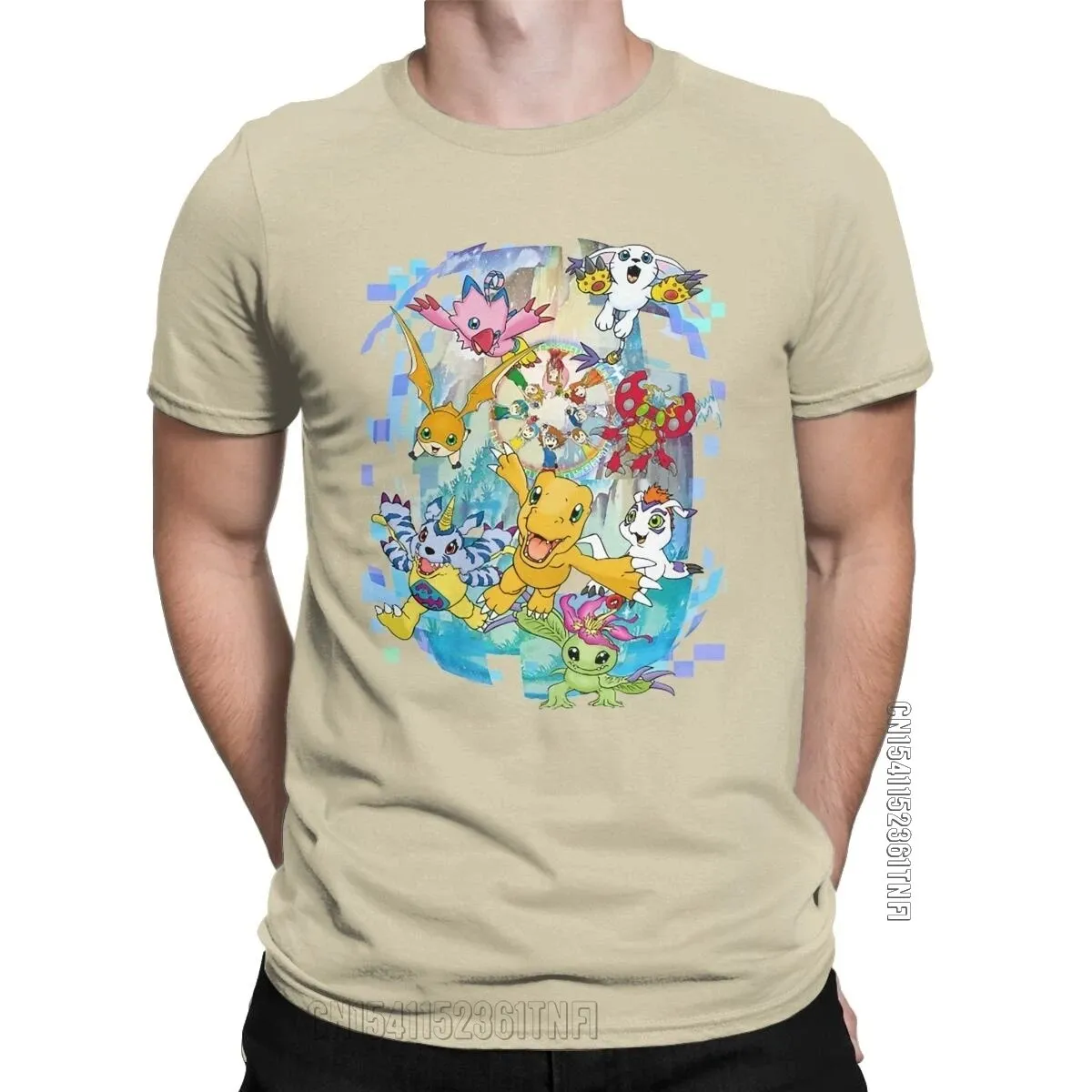 Digimon Adventure Agumon Men's T Shirts Amazing Tee Shirt Classic Short Sleeve Crew Neck T-Shirt Pure Cotton Adult Tops