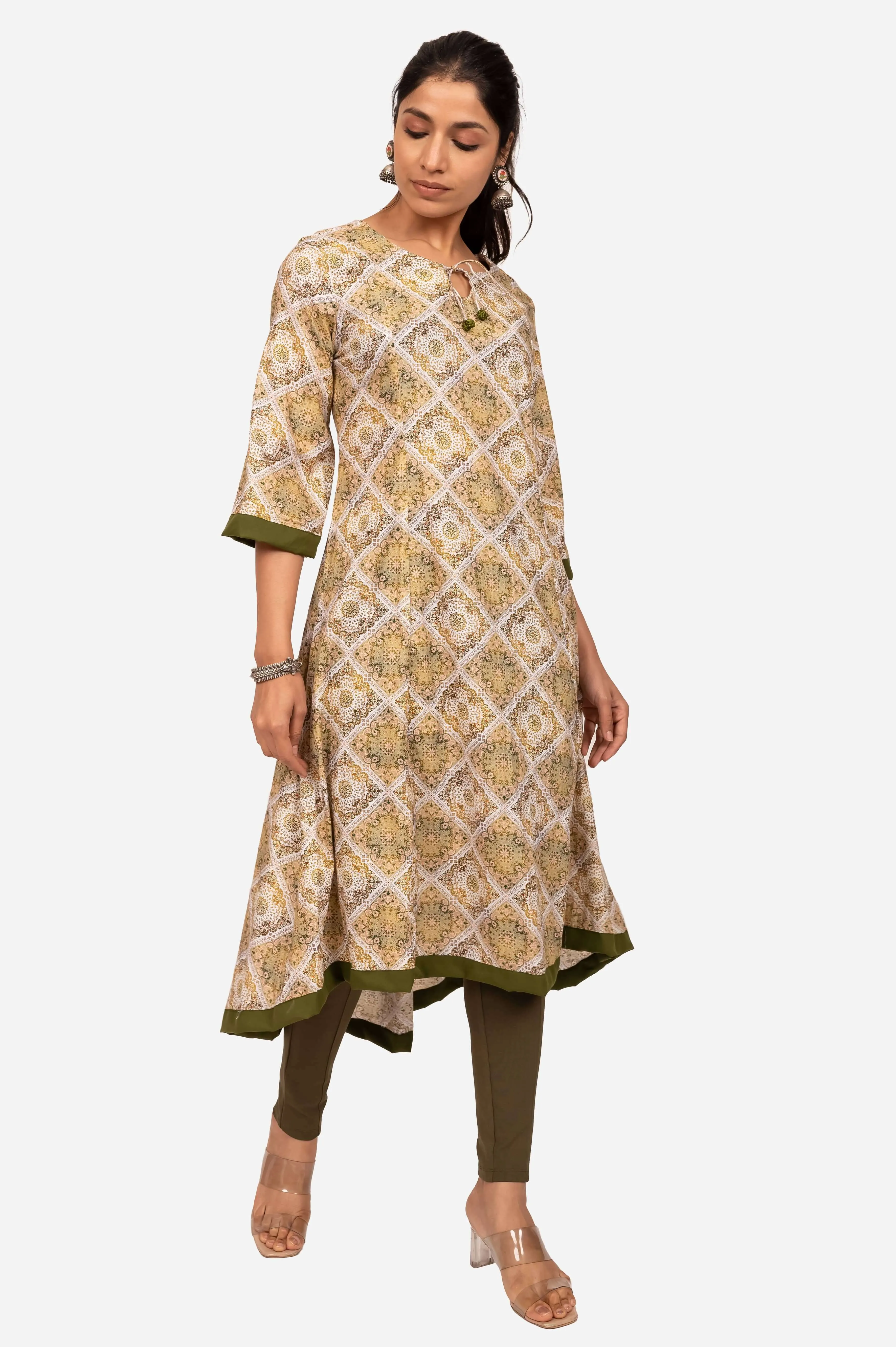 Digital Print A line high low kurta