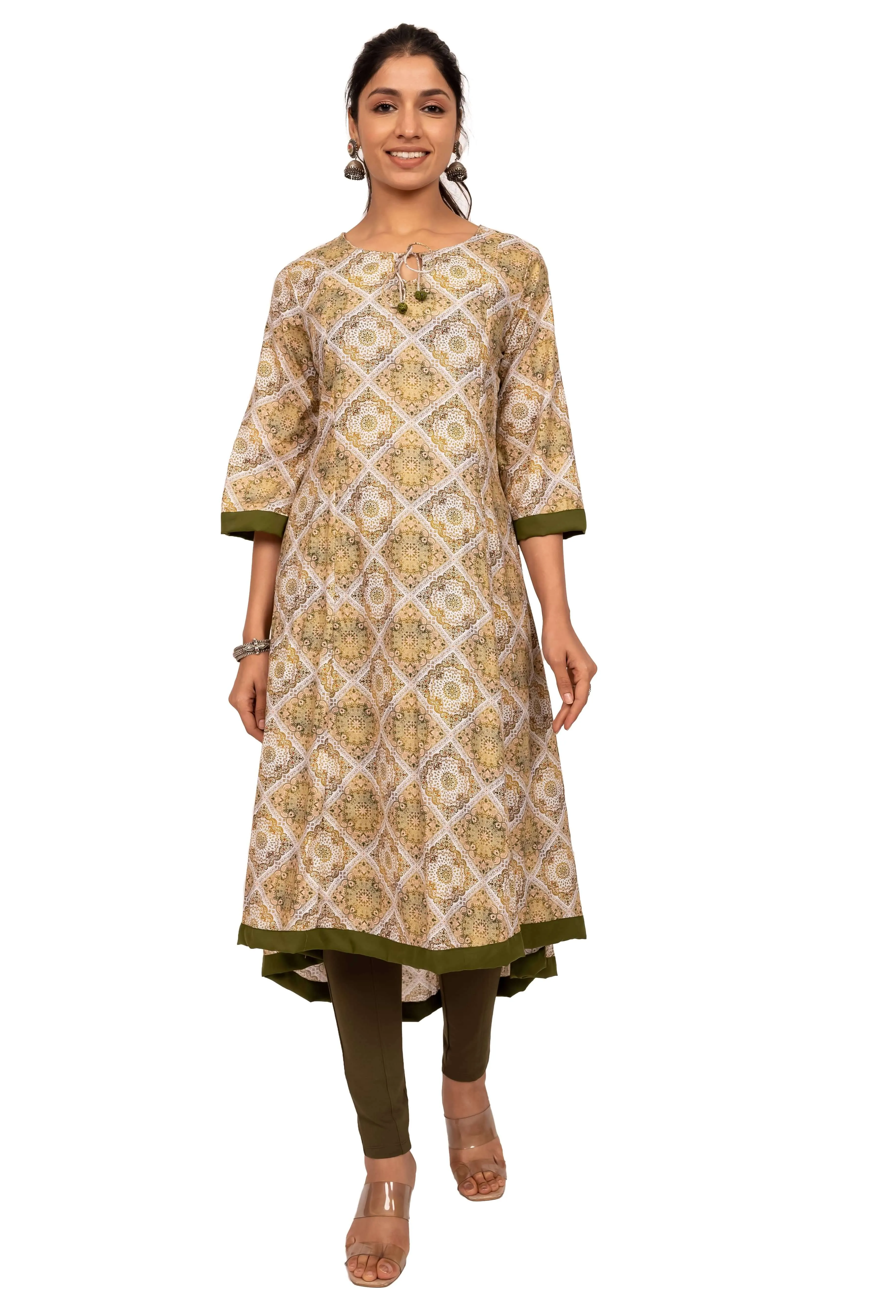 Digital Print A line high low kurta