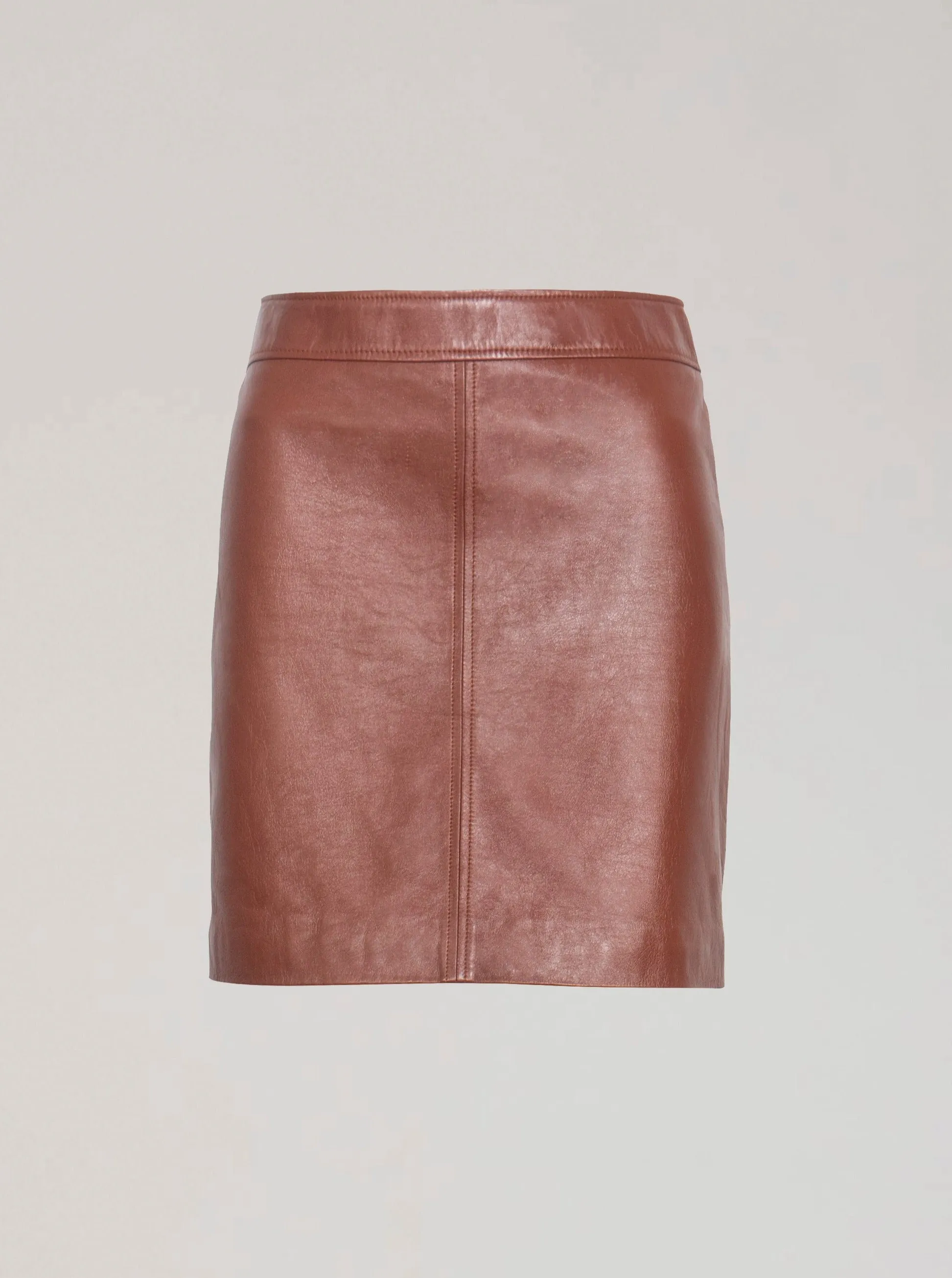 DYLAN LEATHER MINI SKIRT - WHISKEY