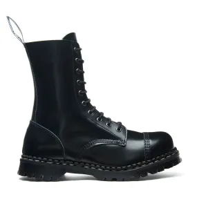 GRIPFAST Black Hi-Shine 10 Eye Steel Toe Capped Derby Boot