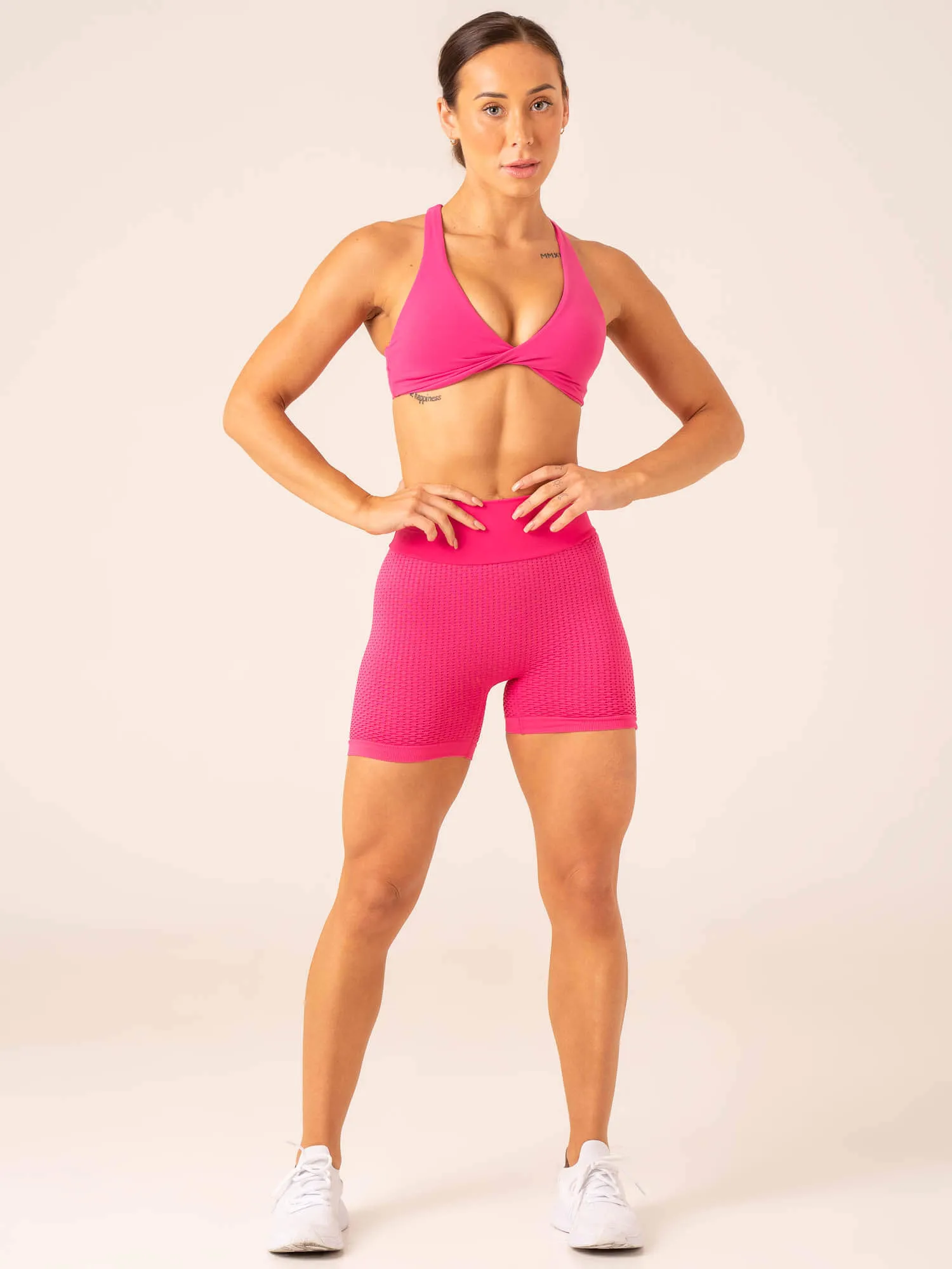 Honeycomb Scrunch Seamless Shorts - Hot Pink