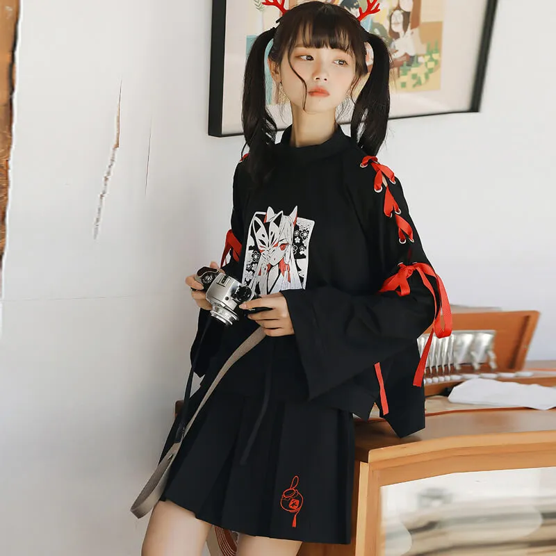 JAPANESE COMIC FOX SWEATSHIRT SKIRT BY21217