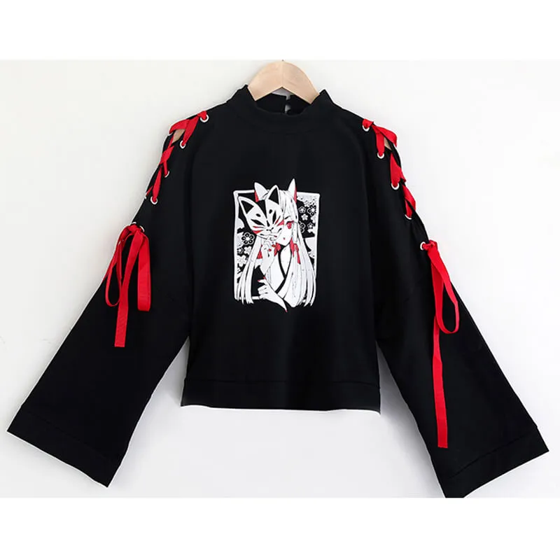 JAPANESE COMIC FOX SWEATSHIRT SKIRT BY21217