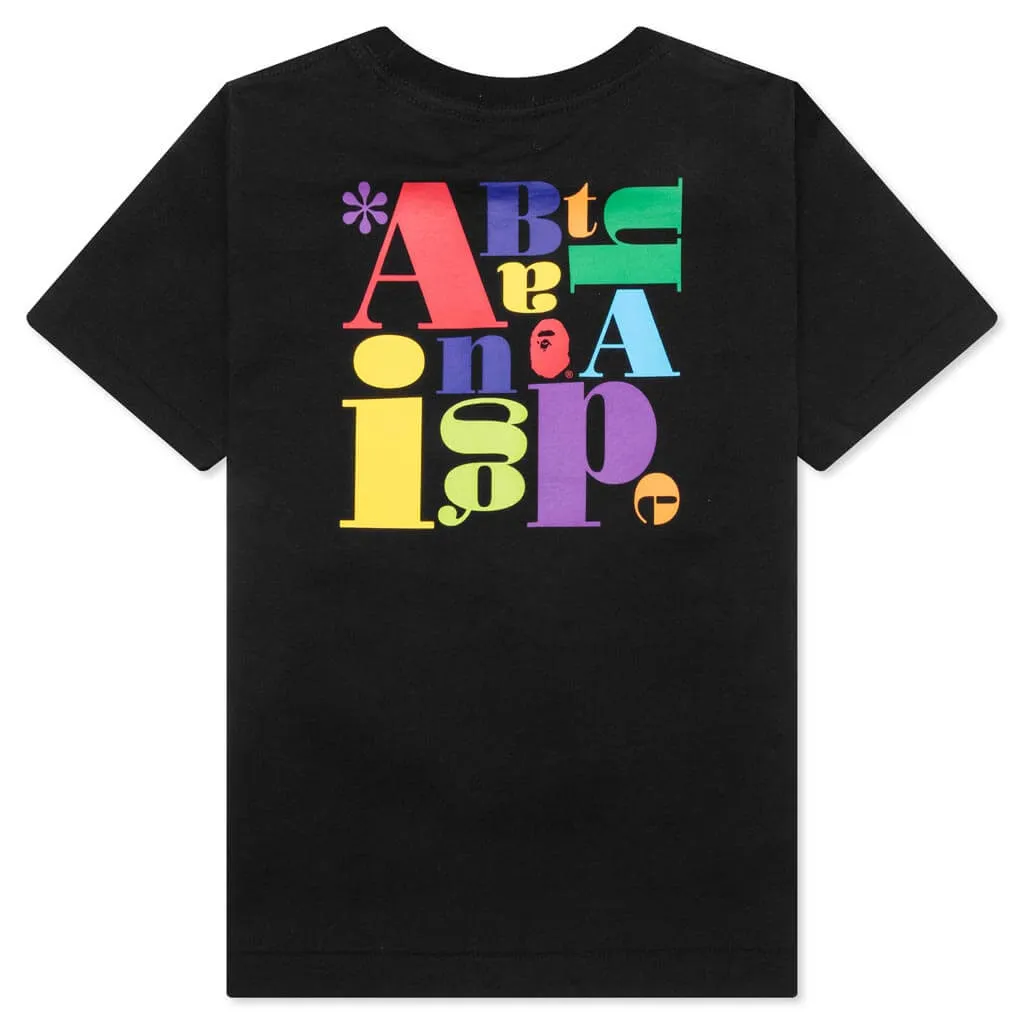 Kid's Colorful A Bathing Ape Logo Tee - Black