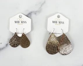 Leather Teardrop Earring Stingray Gold