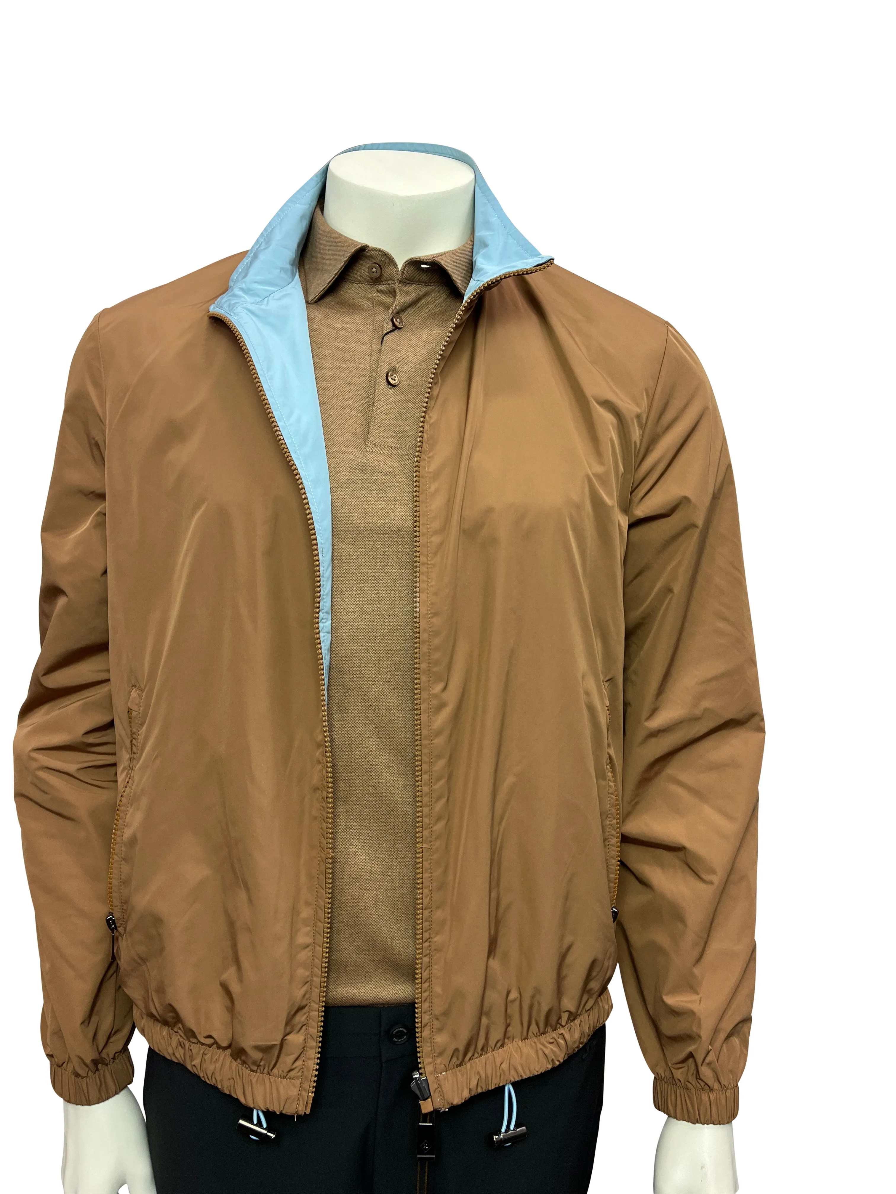 Pal Zileri Mens Reversible Light Bomber Jacket  - BROWN/BLUE