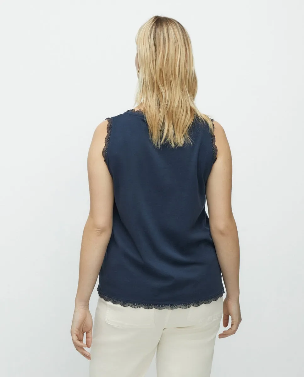 Plain-Coloured Camisole T-Shirt - Blue