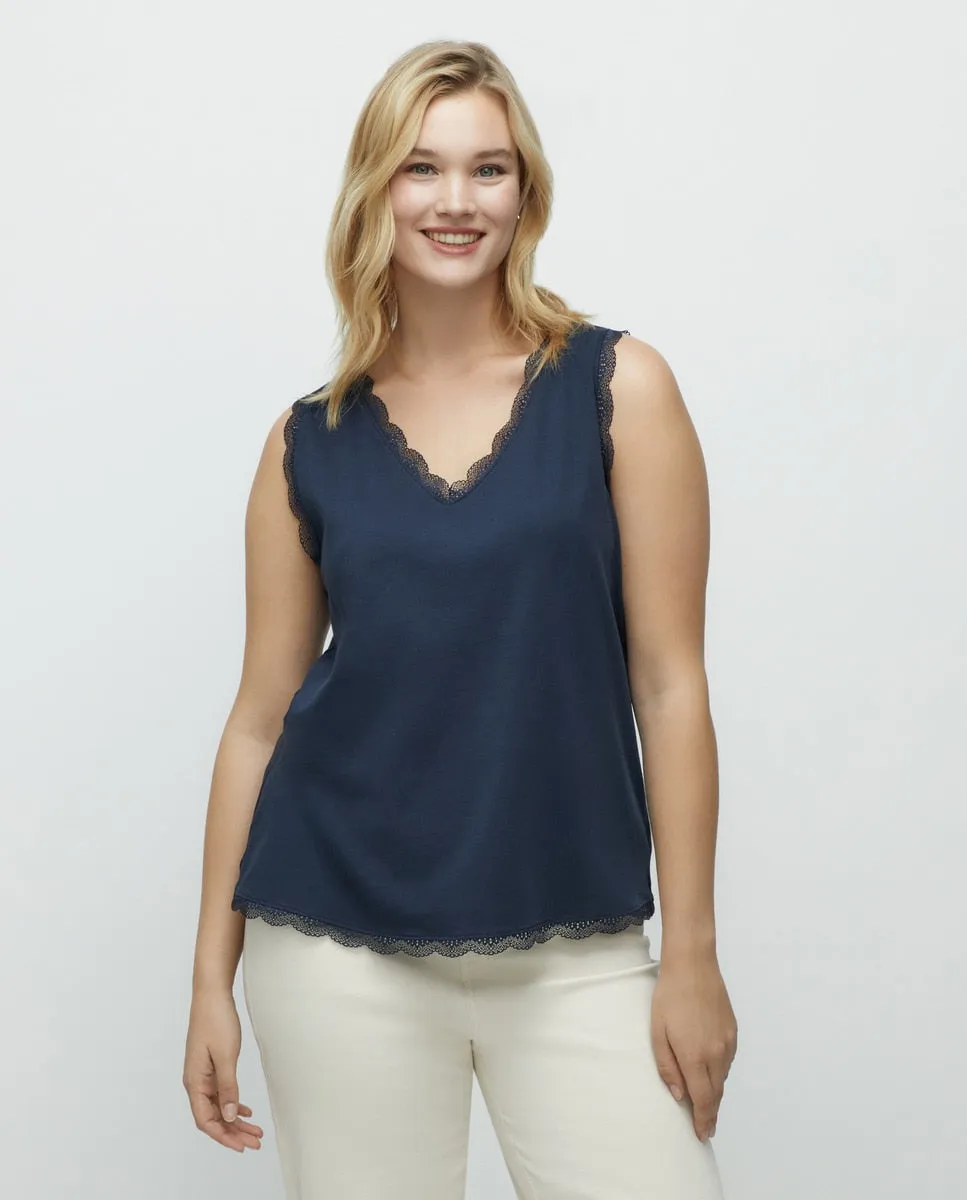 Plain-Coloured Camisole T-Shirt - Blue