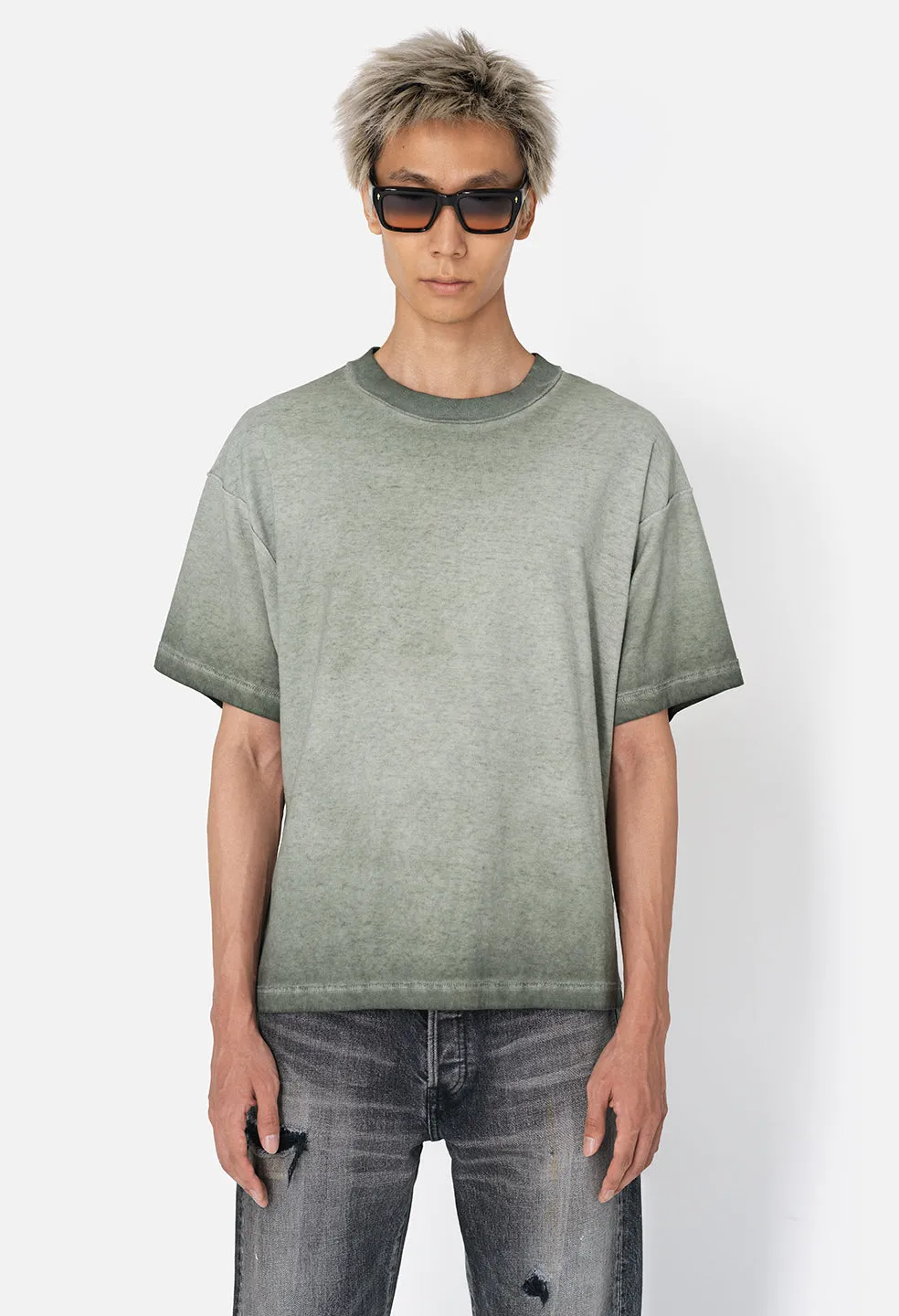 Reversed Cropped Tee / Oil Wash Olive