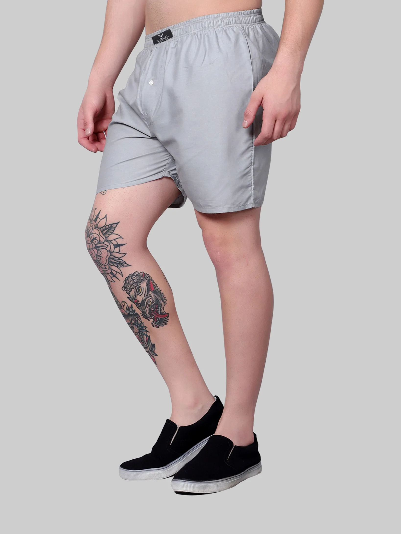 Rhino Grey Shiny Cotton Boxer