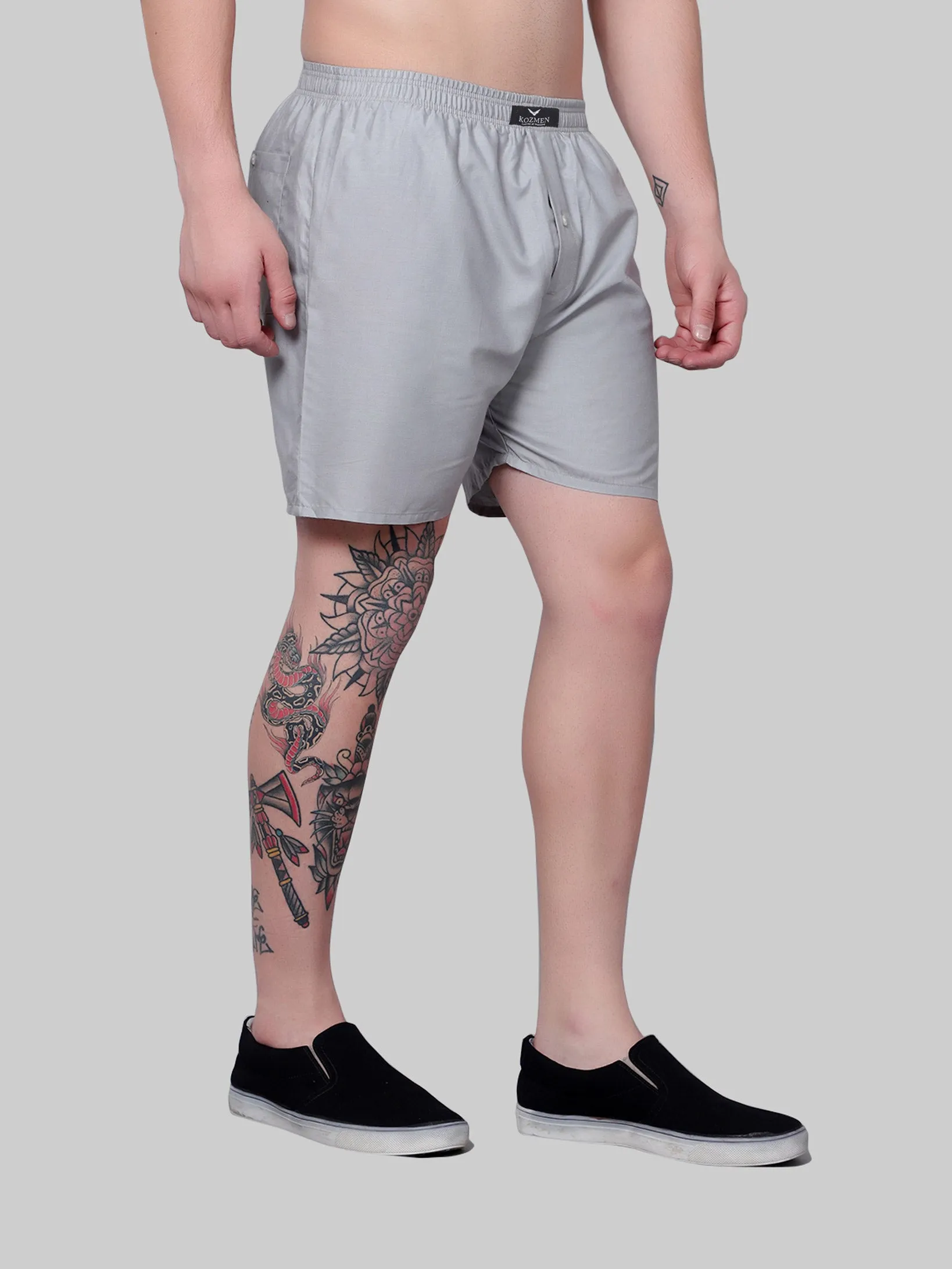 Rhino Grey Shiny Cotton Boxer