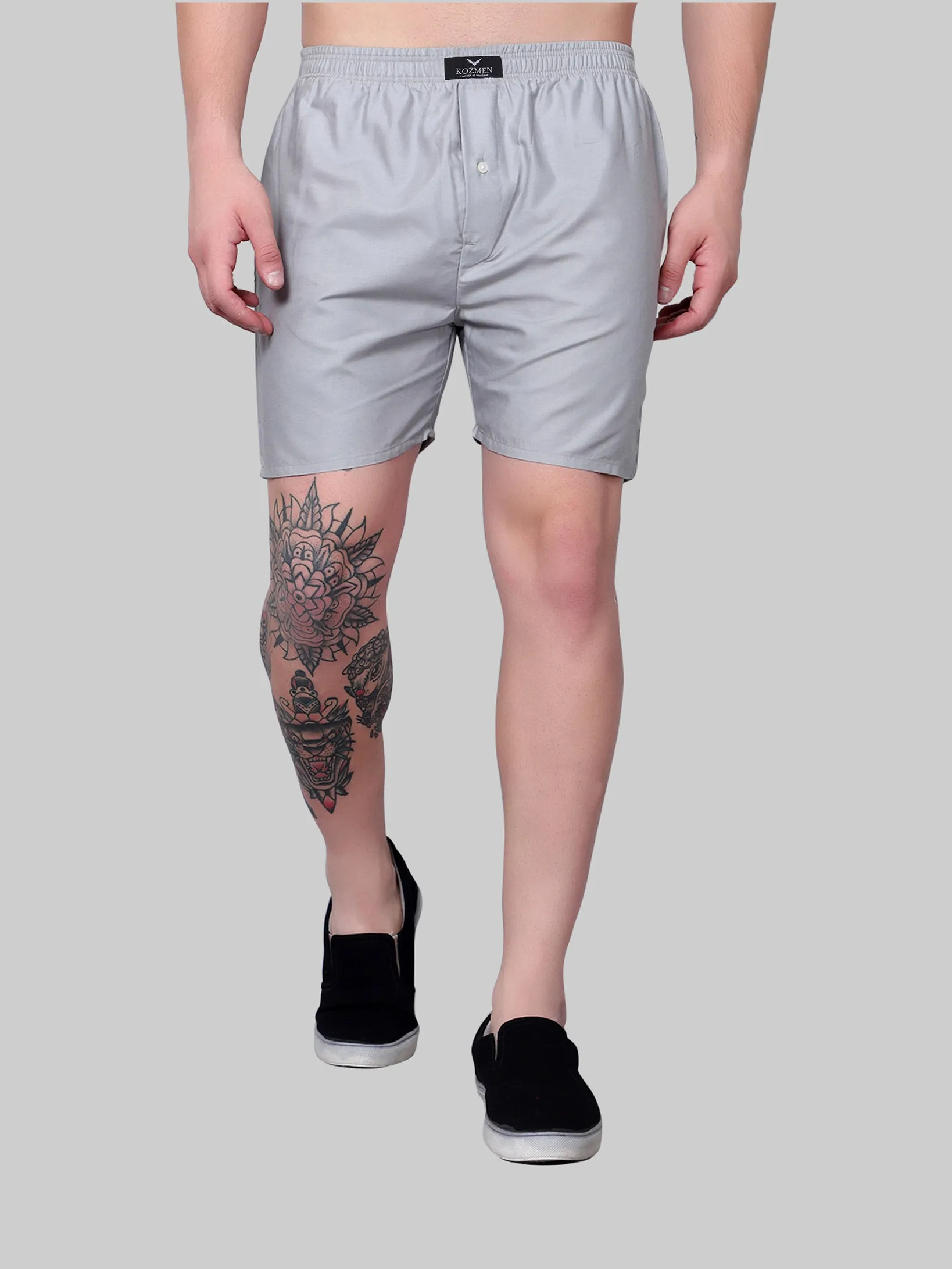 Rhino Grey Shiny Cotton Boxer