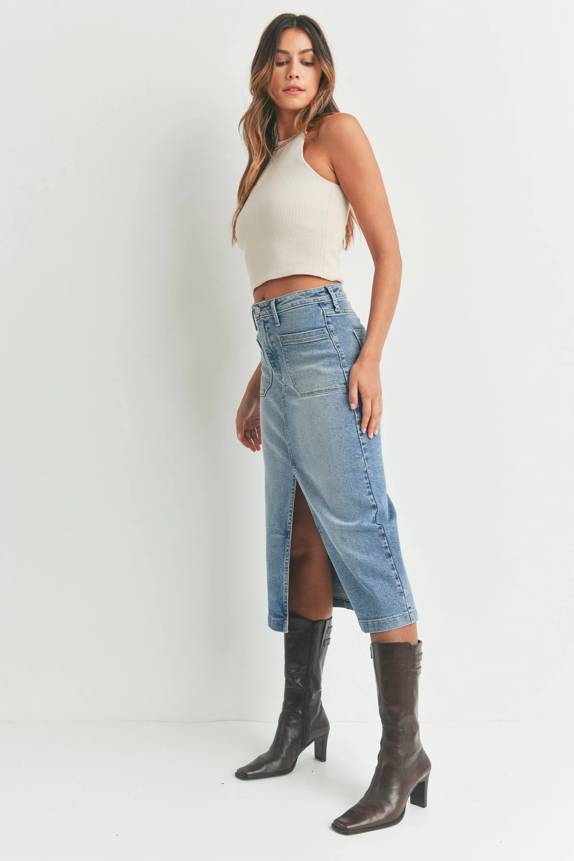 Sasha Denim Midi Skirt