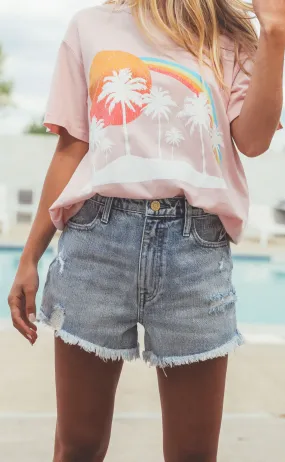 show me your mumu: arizona high waisted shorts - rainwater