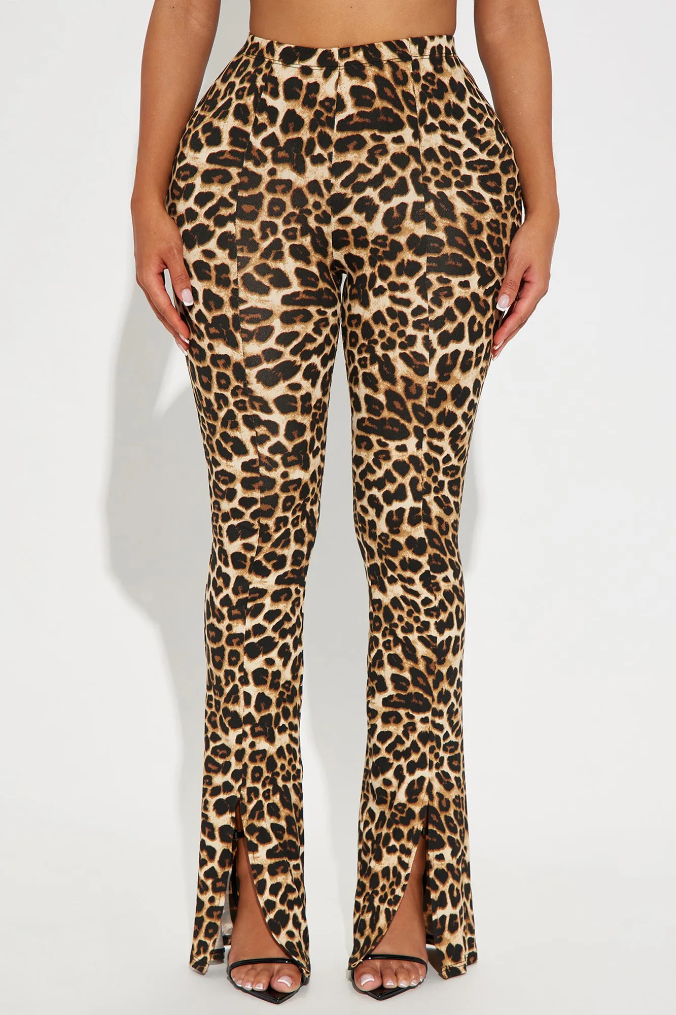 Stay Calm High Rise Leopard Flare Pant - Brown/combo