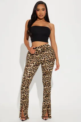 Stay Calm High Rise Leopard Flare Pant - Brown/combo