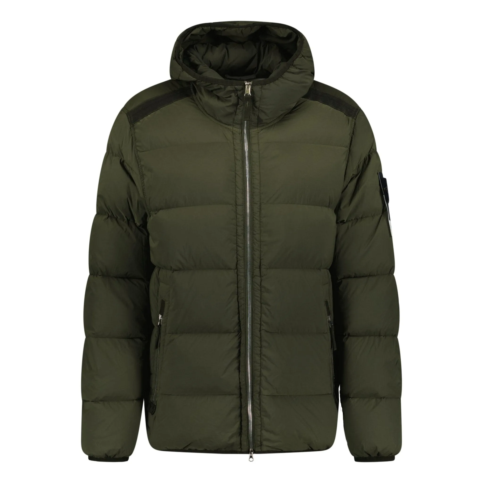 Stone Island Hooded Puffer Jacket In Seamless Tunnel Nylon KHAKI