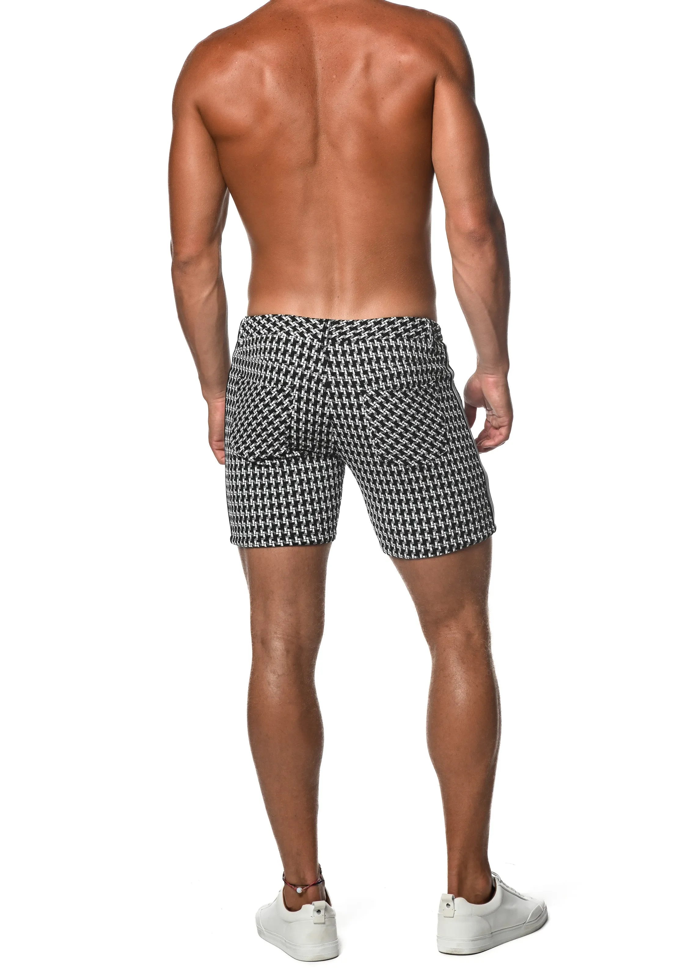 Stretch Knit Shorts w/Side Stripe (Mini Check)