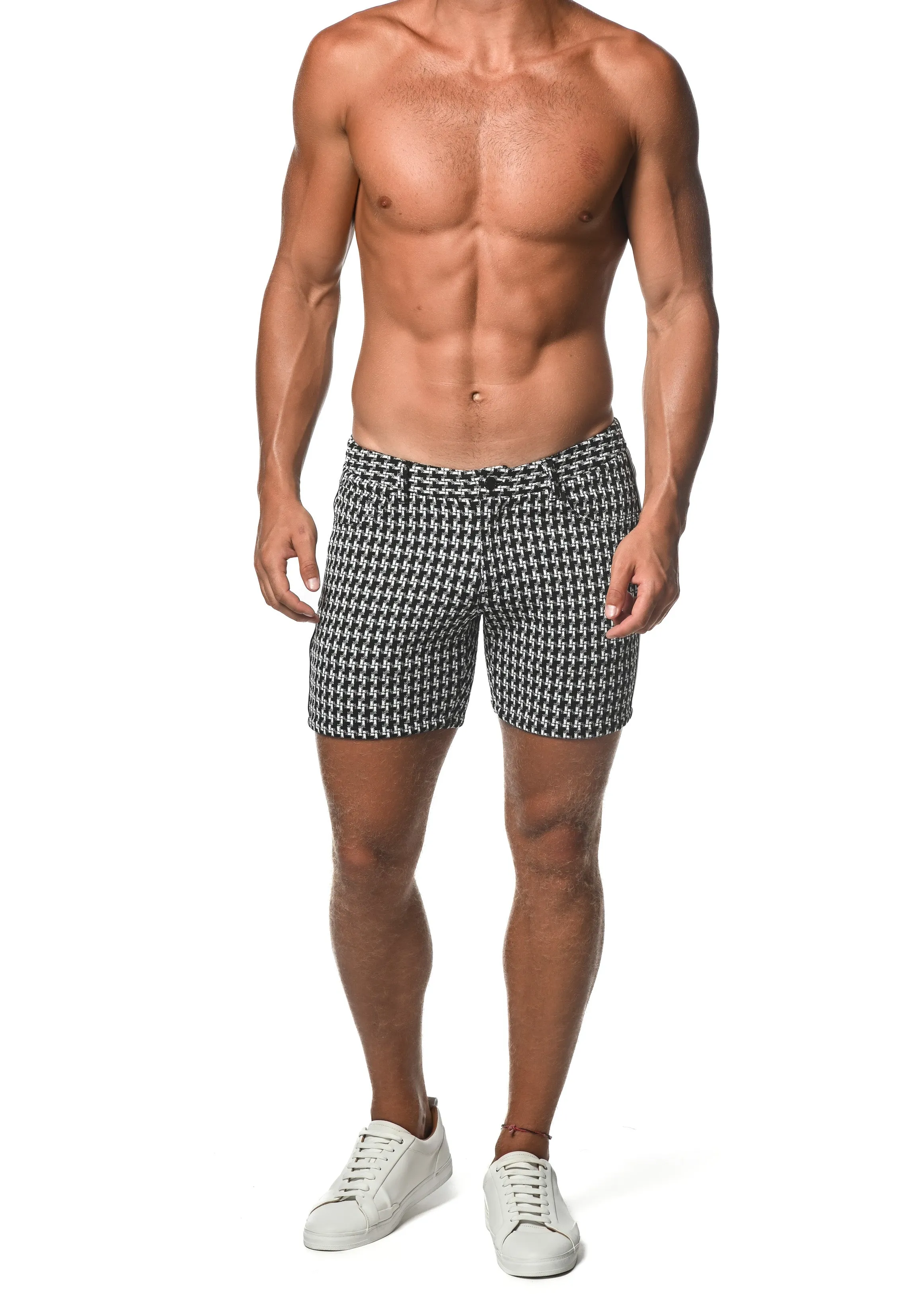 Stretch Knit Shorts w/Side Stripe (Mini Check)