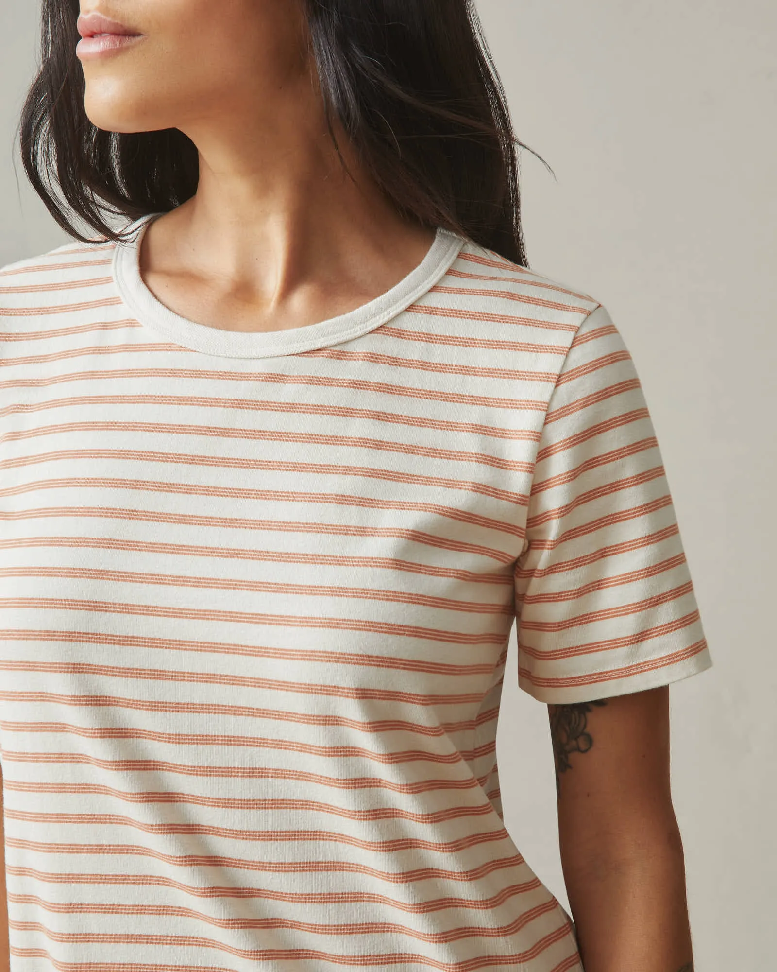 T-Shirt Dress Striped - Cork Stripe