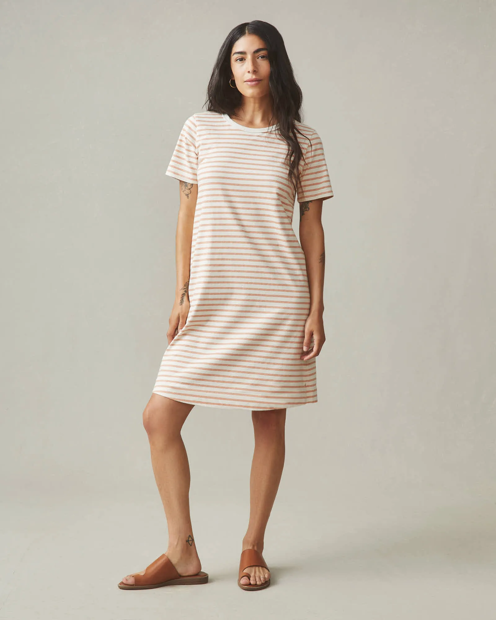 T-Shirt Dress Striped - Cork Stripe