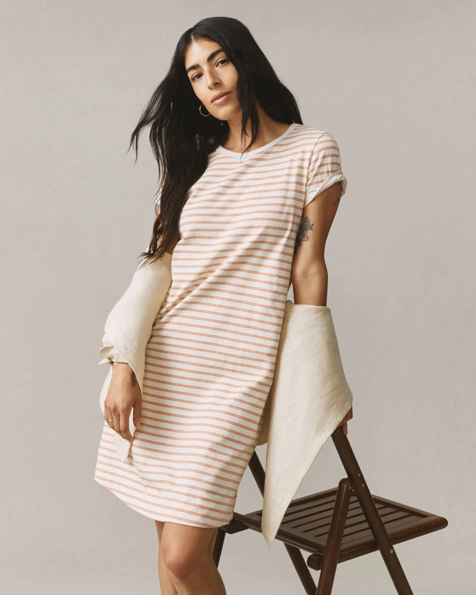 T-Shirt Dress Striped - Cork Stripe