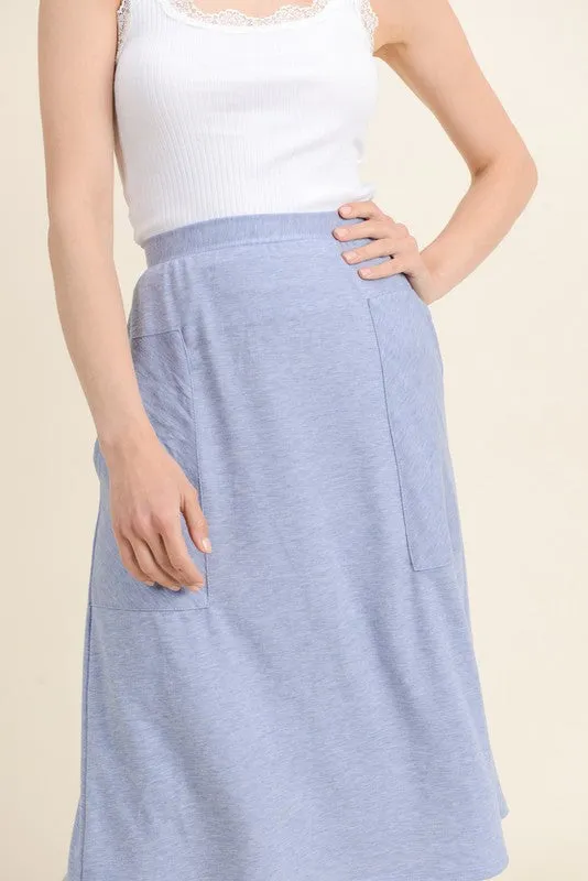 The Daily Midi Skirt in Denim