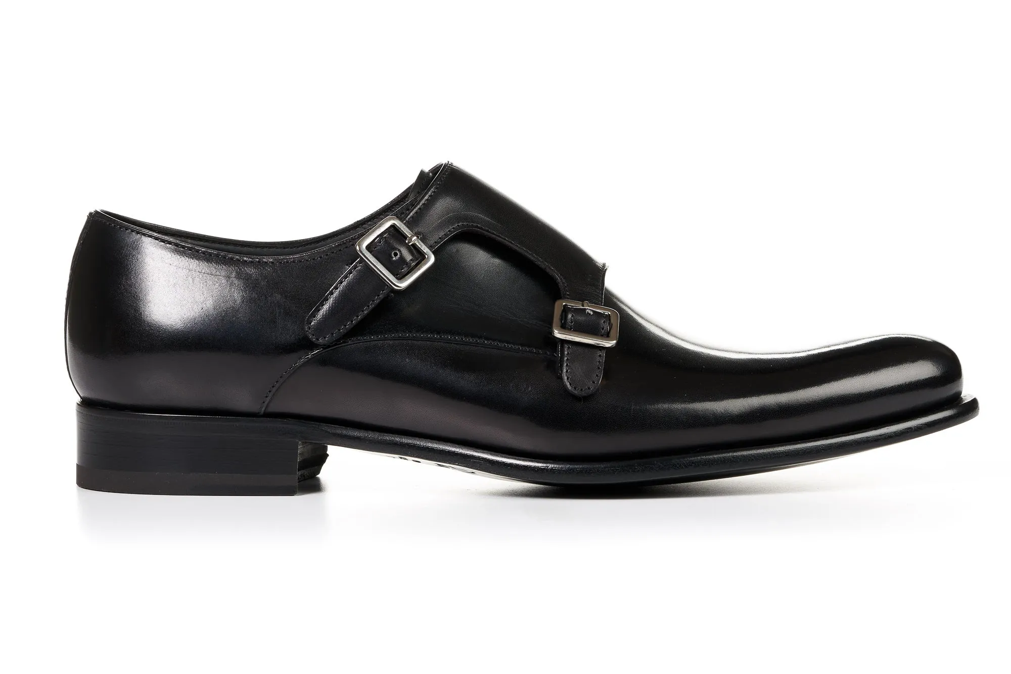 The Poitier Double Monk Strap - Nero