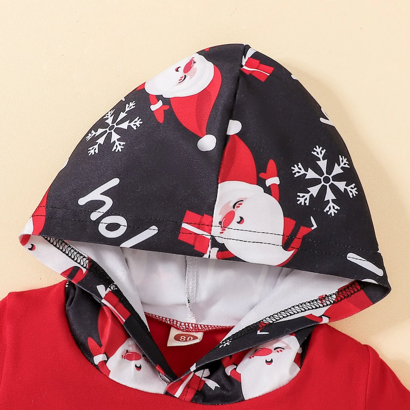 Toddler Boys Christmas Print Long-sleeved Hooded Sweatshirt and Pants Set