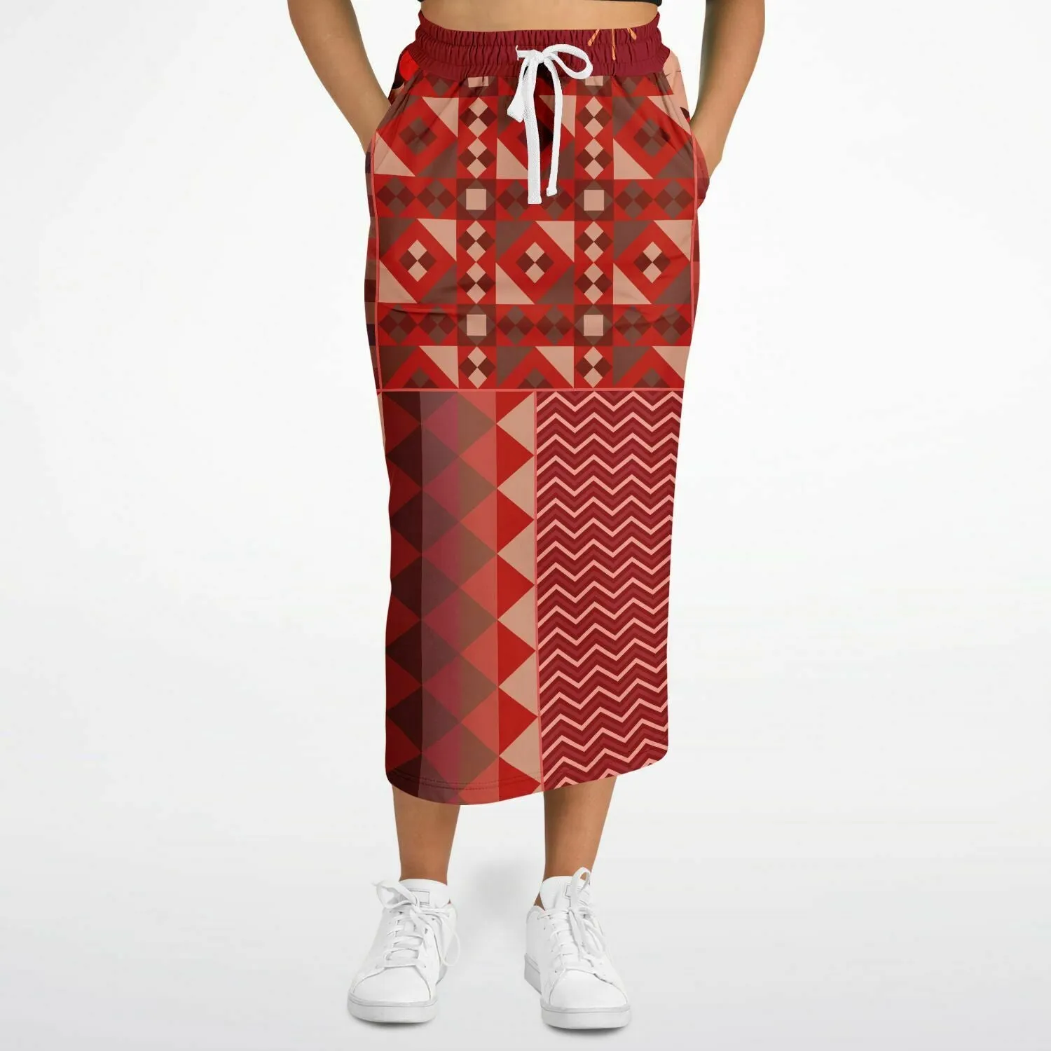 Toscana Red Eco-Poly Long Pocket Skirt