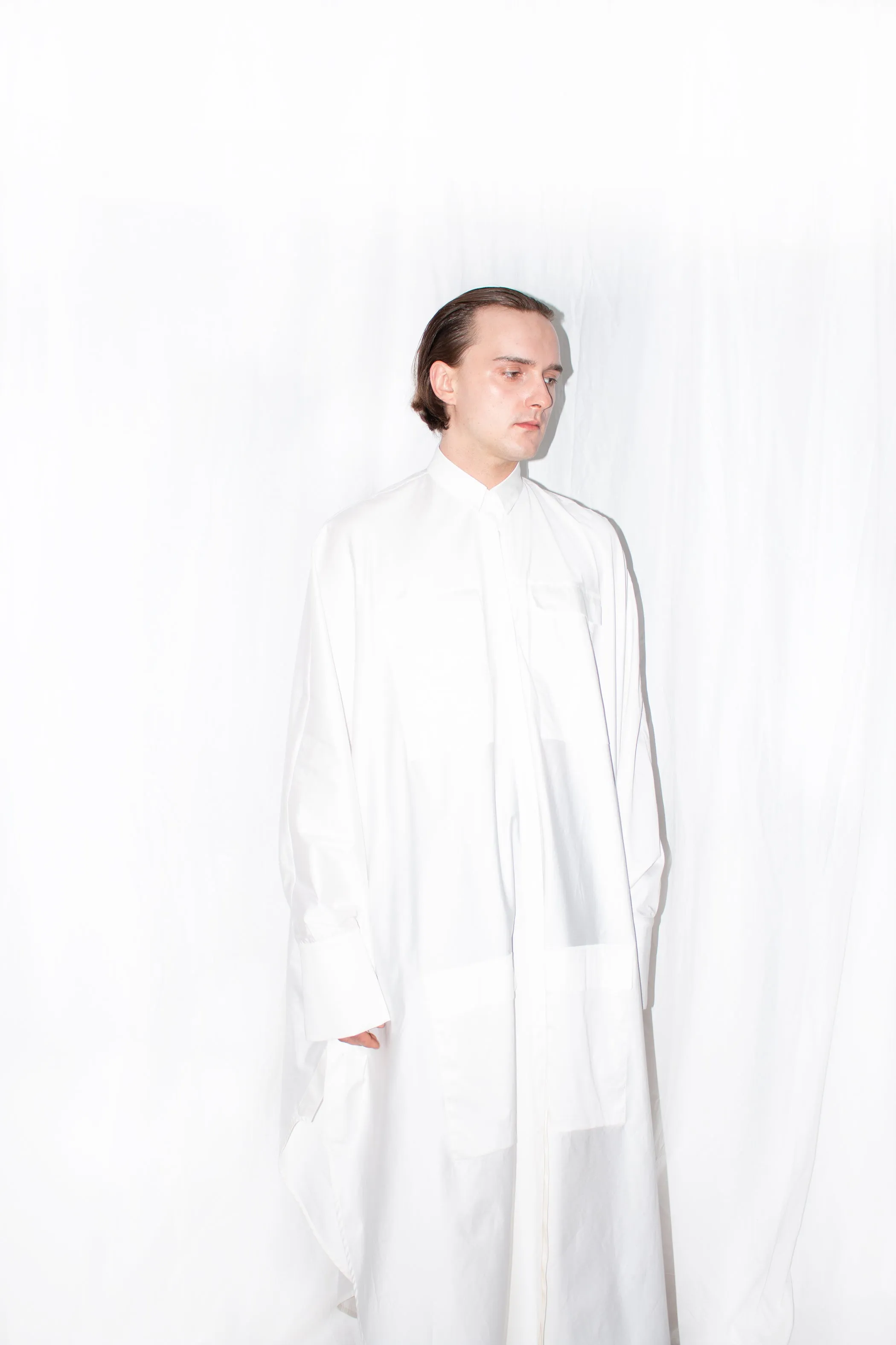 White Elongated Cloak Shirt