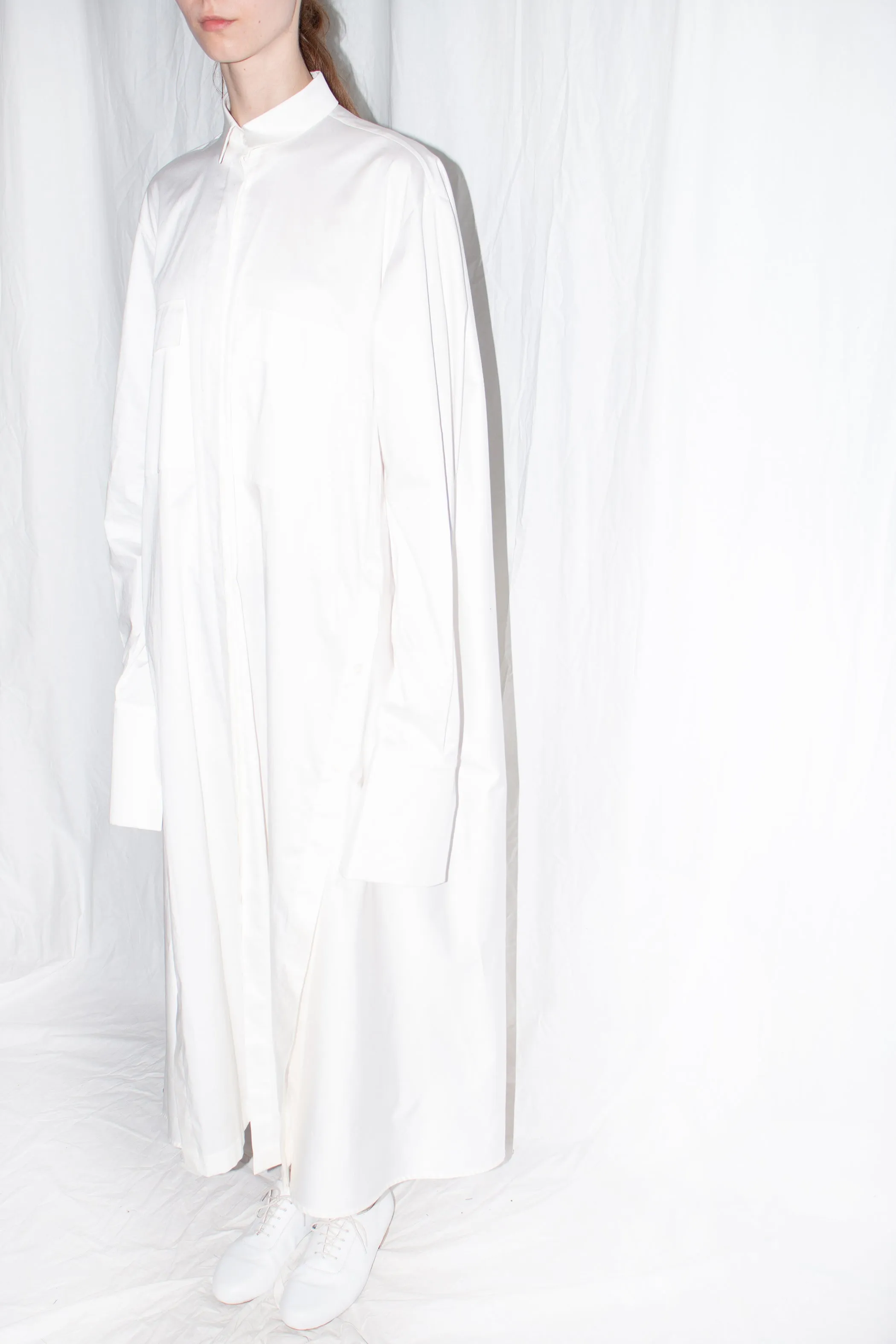 White Elongated Cotton Shirt