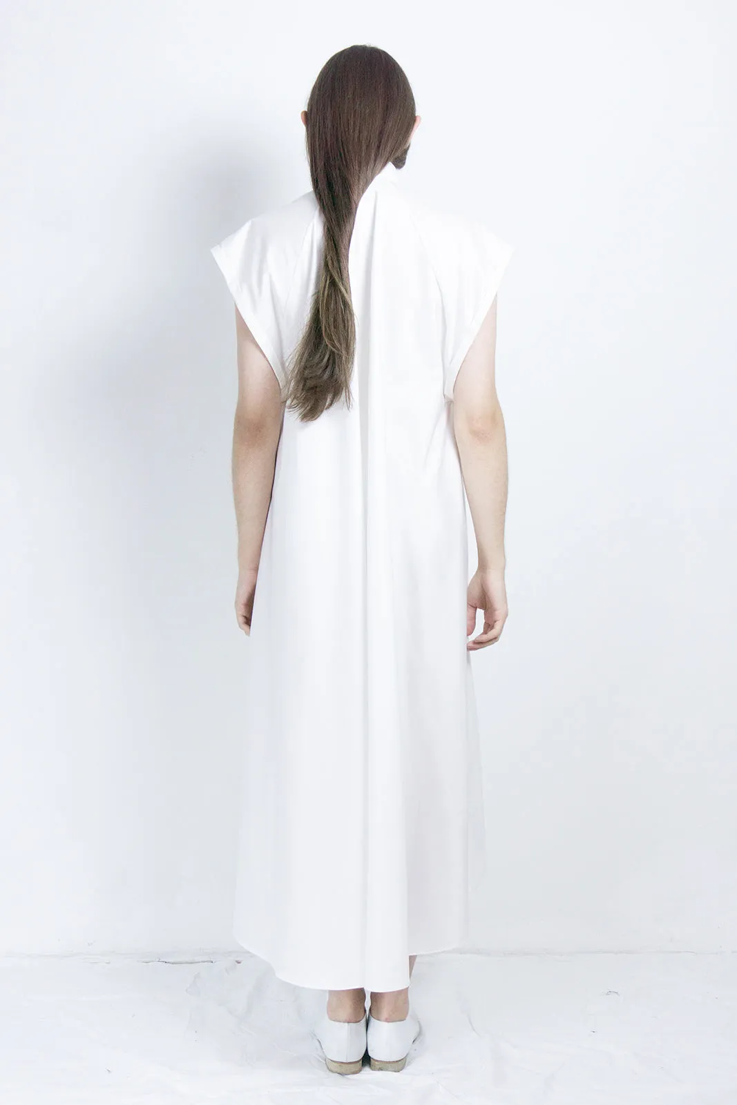 White elongated post-gender cotton shirt